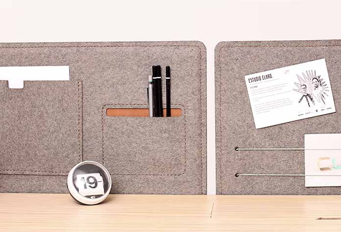 Escritorio Nido: estación de trabajo compacta con laterales de fieltro para foco y orden