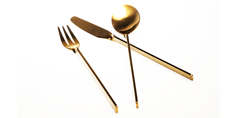 Malmö Cutlery Set: cubertería de acero inoxidable con lenguaje fluido