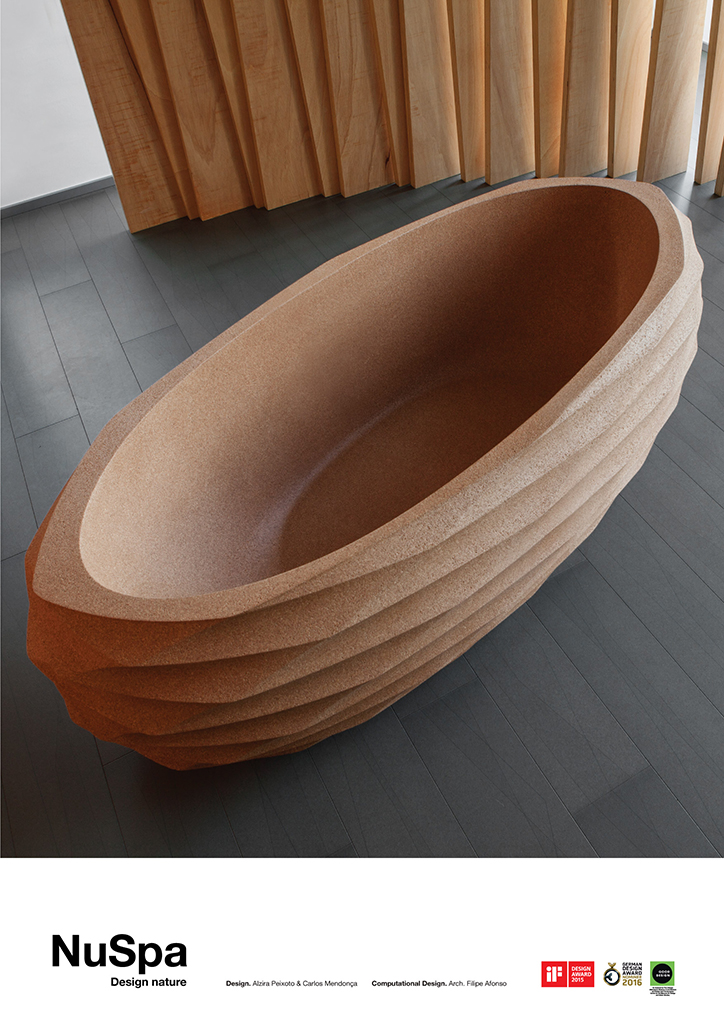 NuSpa: colección de baño en corcho con fabricación robótica de 7 ejes