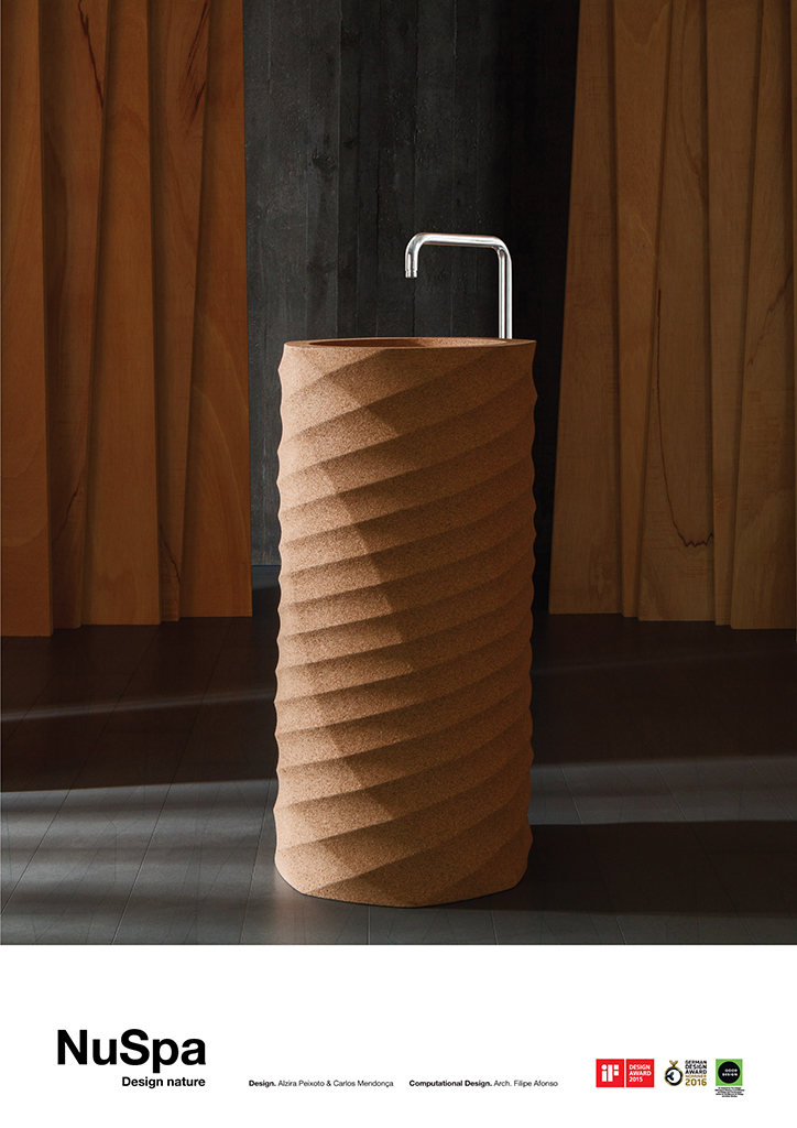 NuSpa: colección de baño en corcho con fabricación robótica de 7 ejes