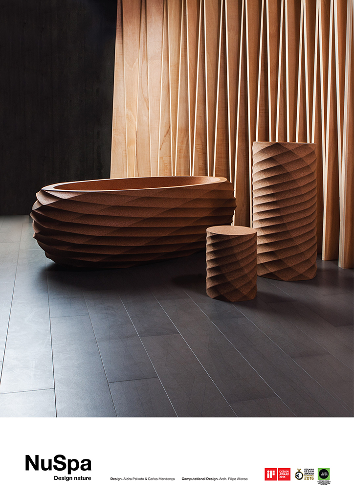 NuSpa: colección de baño en corcho con fabricación robótica de 7 ejes