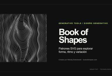 Patrón Flow Lines de Book of Shapes: líneas curvas generativas blancas sobre fondo negro