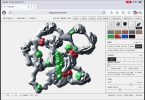 Captura de Vooolume: dibujo digital con materiales en relieve y controles de textura.